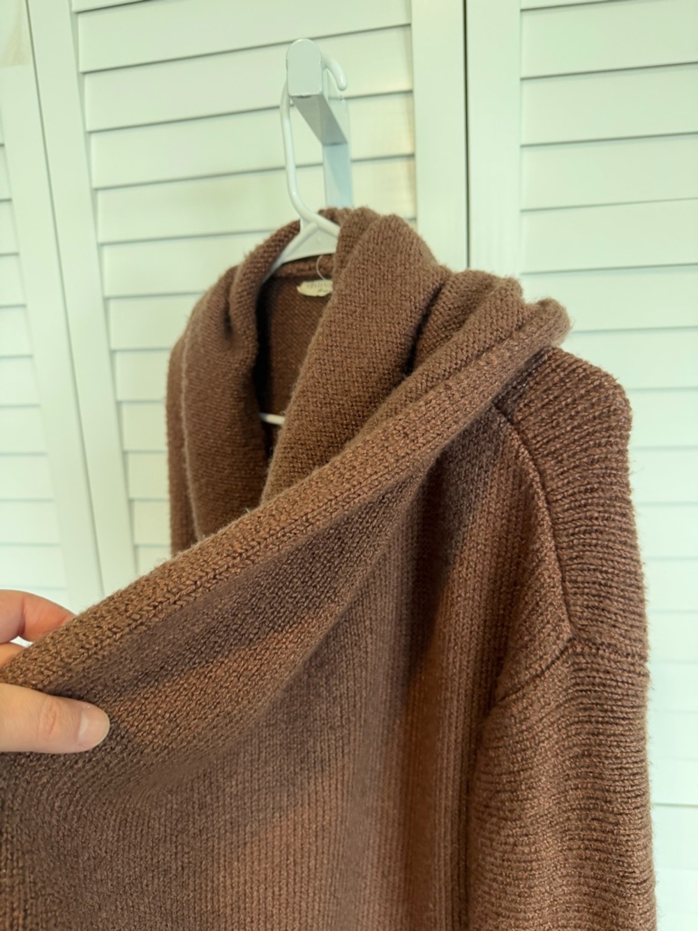 lovestitch Open-Front Hooded Long Cardigan in Rich Brown - Picture 4 of 7